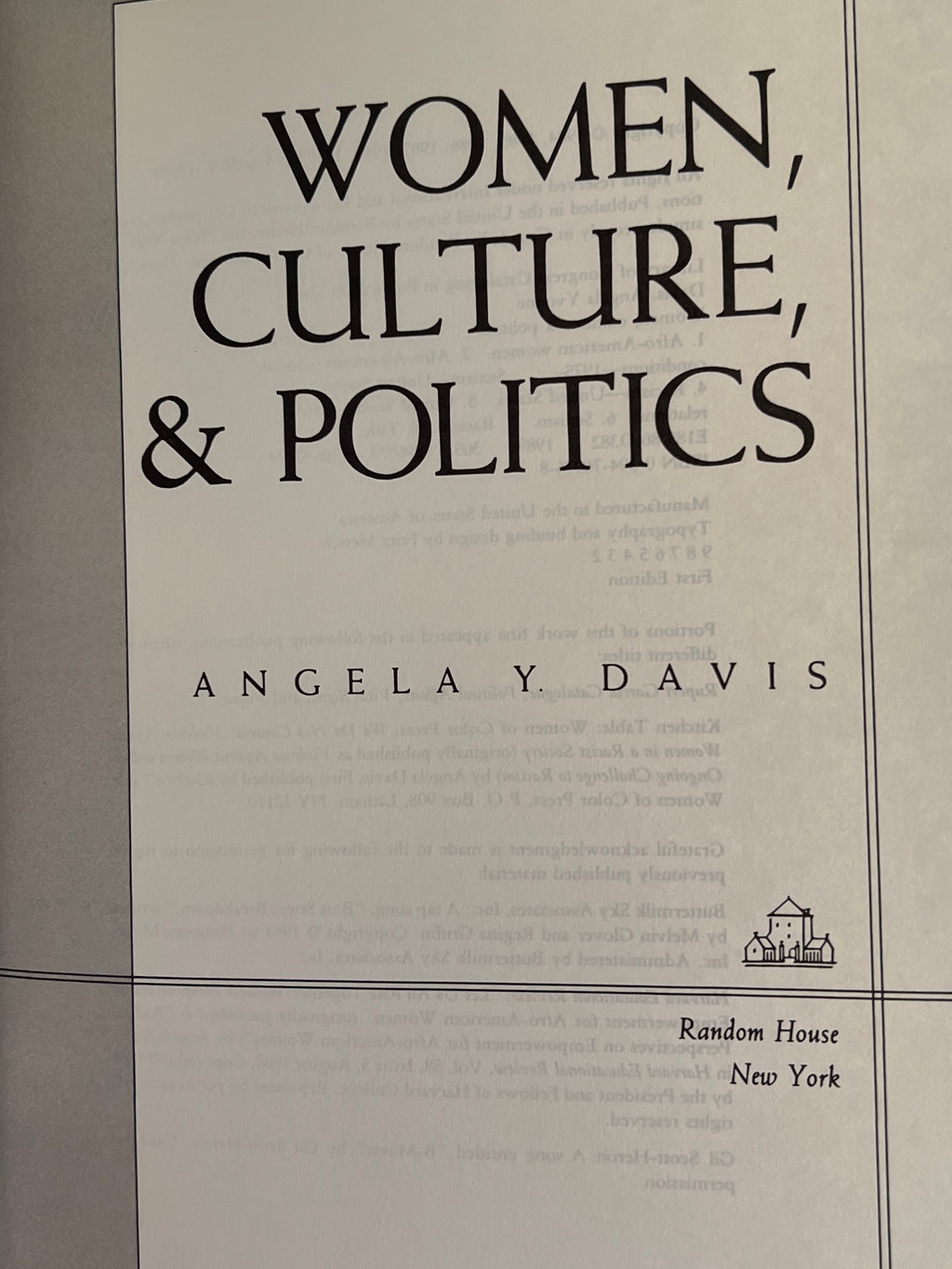 Women, Culture, & Politics, by Angela Y. Davis