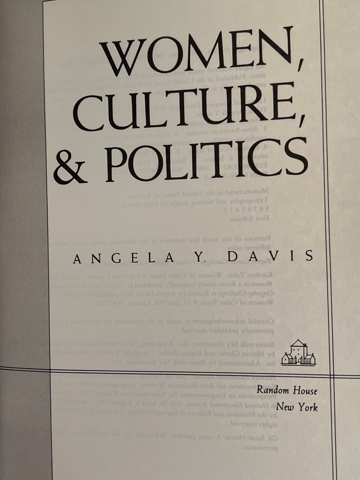 Women, Culture, & Politics, by Angela Y. Davis