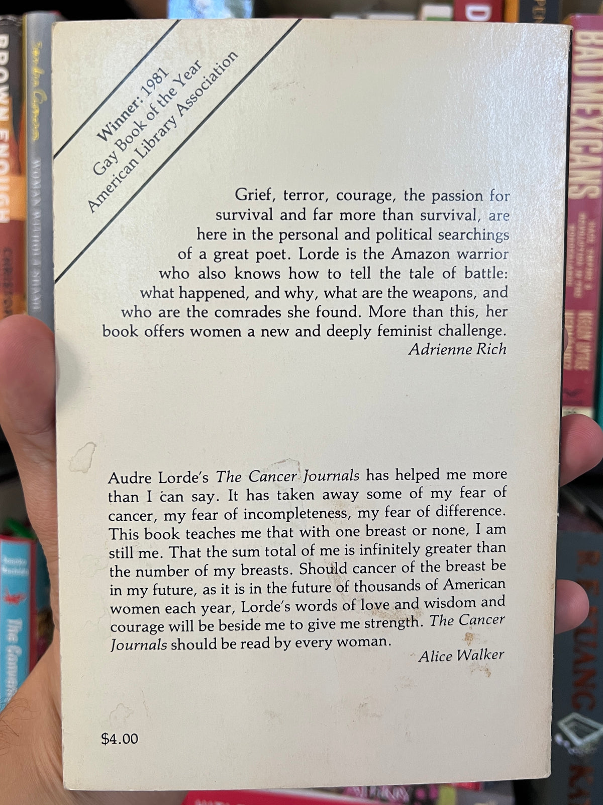 The Cancer Journals, by Audre Lorde